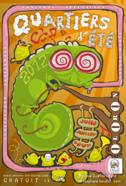 Proposition d'un graphisme pour l'affiche et flyer des quartiers d'été 2012 à Oloron Sainte Marie.