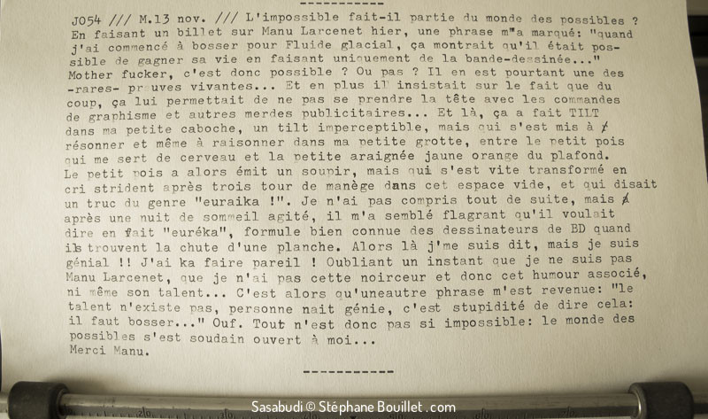 Sasabudi /// J054 /// L'impossible fait-il partie du monde des possibles