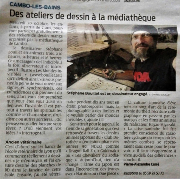 Atelier de dessin manga par Stéphane Bouillet : article de presse