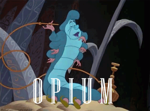 Alice au pays des merveilles: chenille et opium