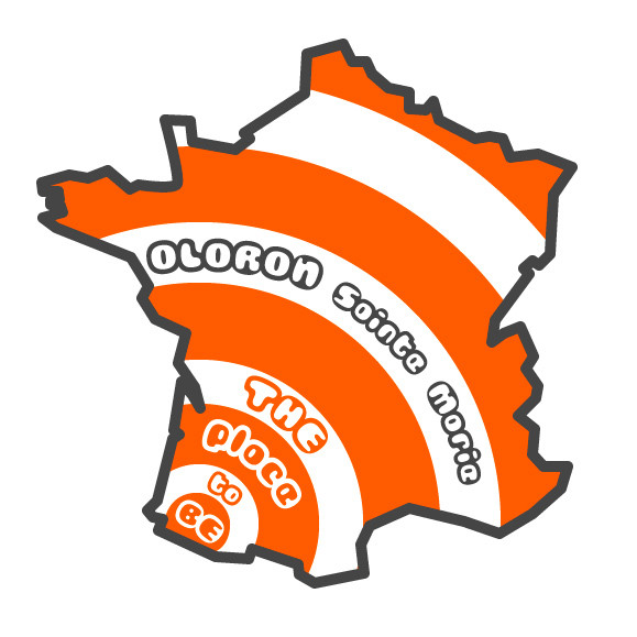 Dessin vectoriel logo oloron Sainte Marie: "THE place to be"