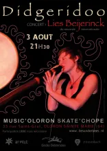 Affiche / Flyer du concert de didgeridoo de Lies Beijerinck au Music Oloron Skate Chope à Oloron Sainte Marie (64)