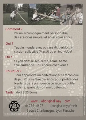 Proposition de flyer recto verso pour une association donnant des cours de didgeridoo