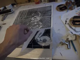 gravure sur bois: décollage