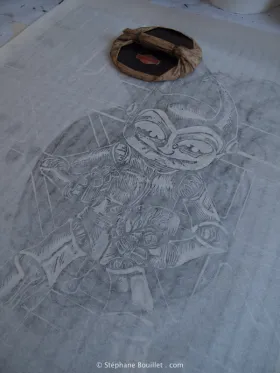 gravure sur bois: impression au baren