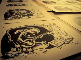 Linogravure Mao & Q.I