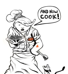 Big Edna, cuisinnière sarcastique - version noir et blanc