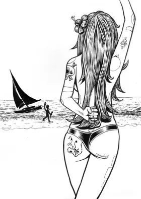 "Stranded naked blues" - dessin original