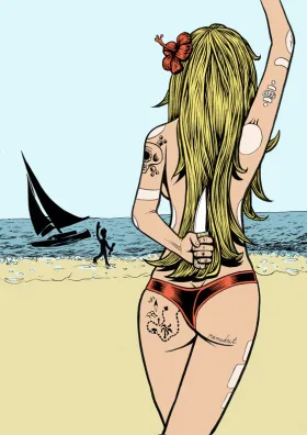 "Stranded naked blues" - dessin colorisé