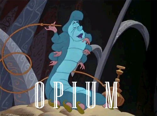Alice au pays des merveilles: chenille et opium