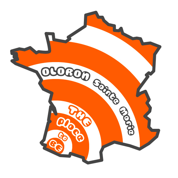 Dessin vectoriel logo oloron Sainte Marie: "THE place to be"
