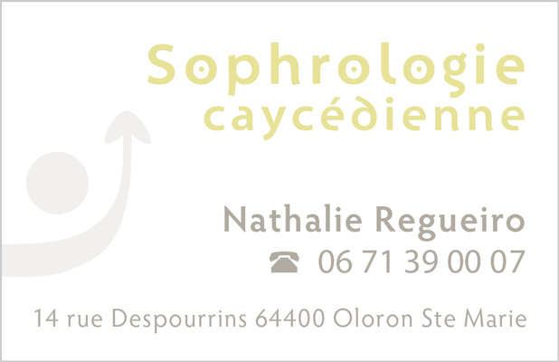 Carte de visite pour une Sophrologue professionnelle. Le logo a également été pensé pour de la psychologie.