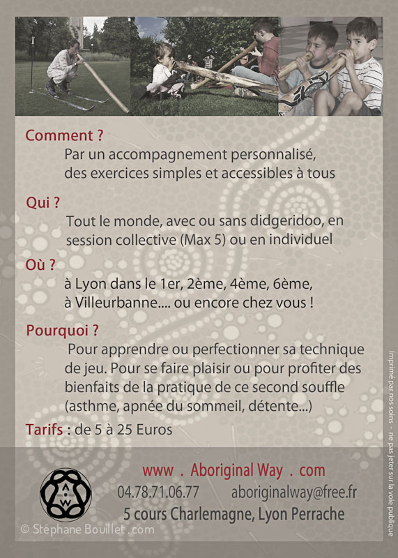 Proposition de flyer recto verso pour une association donnant des cours de didgeridoo