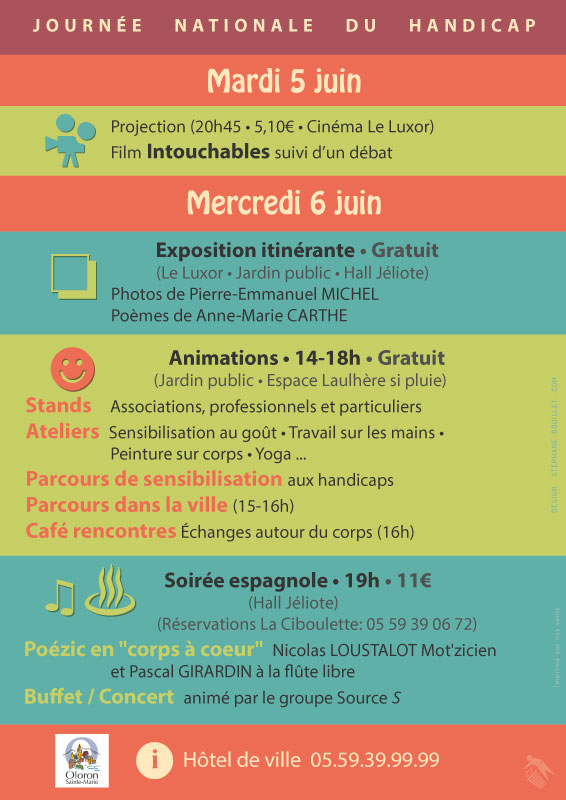 Flyer verso de la journée nationale du handicap, Oloron Sainte Marie (64).