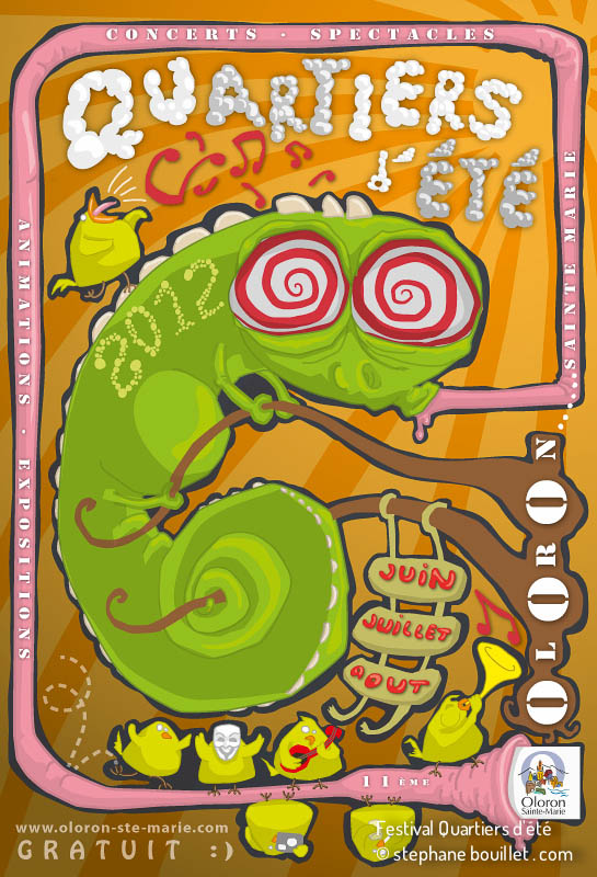 Proposition d'un graphisme pour l'affiche et flyer des quartiers d'été 2012 à Oloron Sainte Marie.