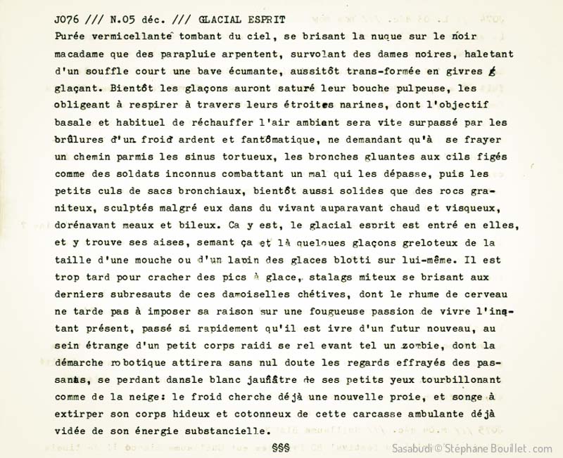 J076 /// N.05 déc. /// GLACIAL ESPRIT