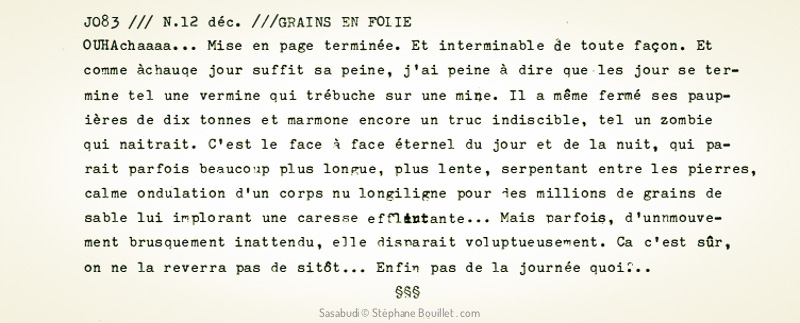 Sasabudi /// J083 /// GRAINS EN FOLIE