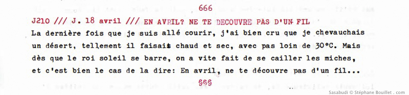 J210 /// AVRIL ? NE TE DECOUVRE PAS D'UN FIL