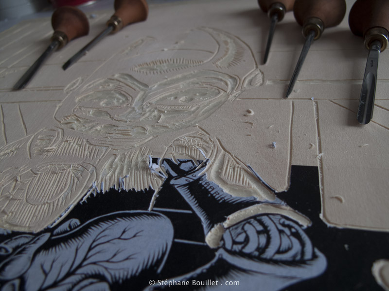 gravure sur bois: gouge