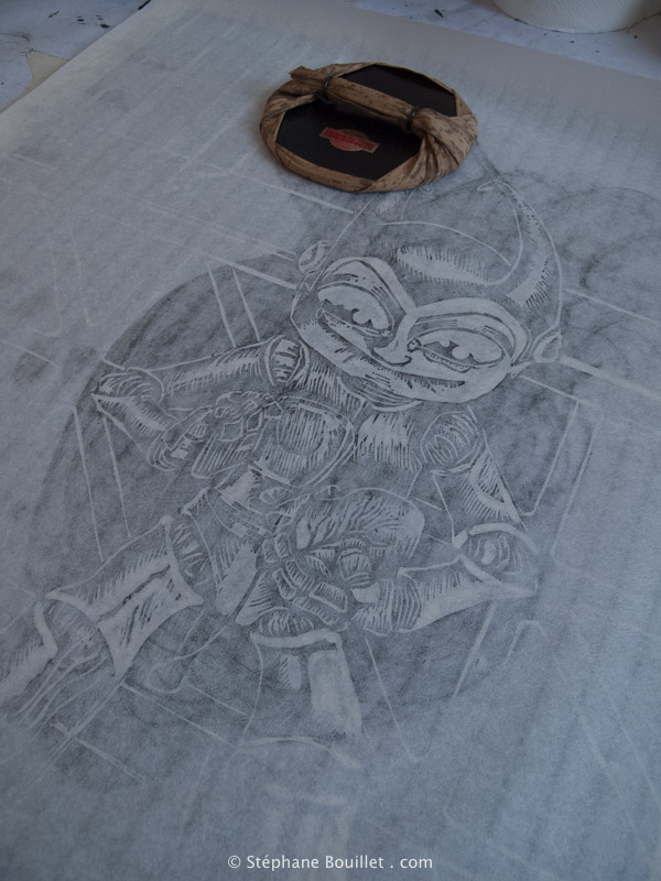 gravure sur bois: impression au baren