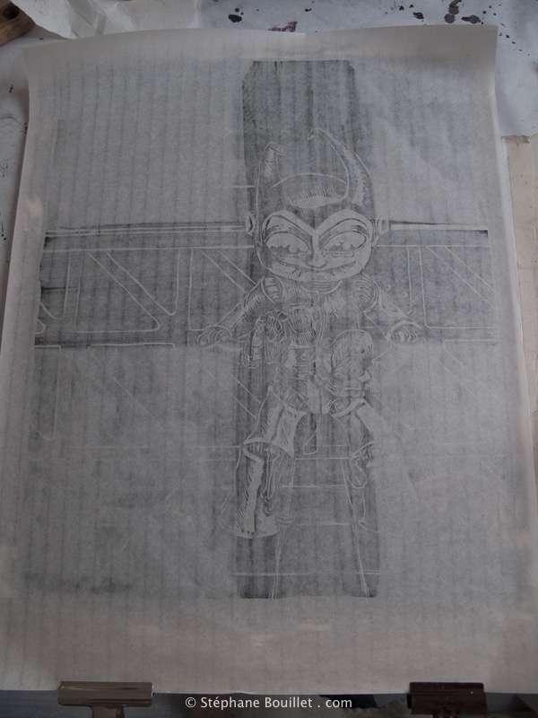 gravure sur bois: impression au baren