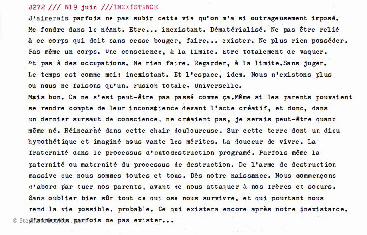 J272 /// INEXISTENCE, MON AMOUR