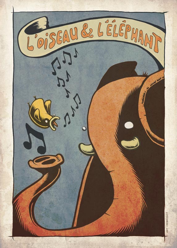 L&rsquo;oiseau et l&rsquo;éléphant -affiche