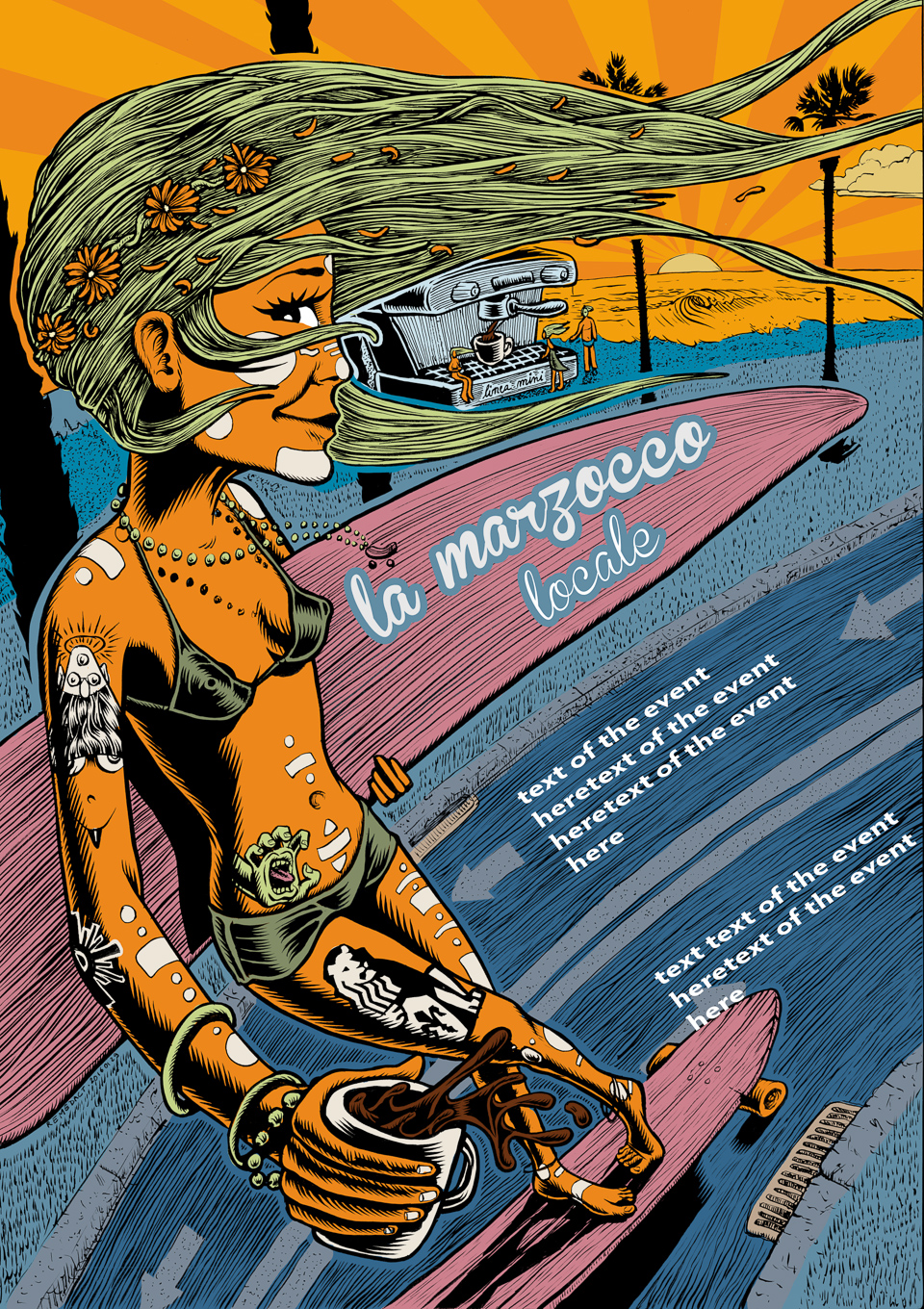 The surf & skate tattooed girl