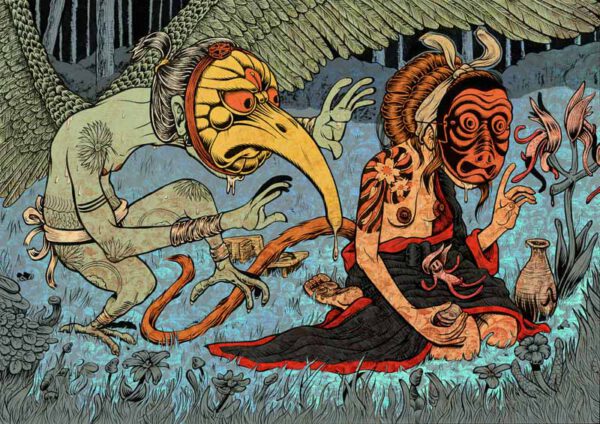 Karasu Tengu & Nue yokai