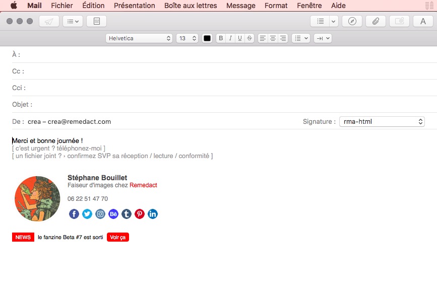 Comment faire une signature html pour Mac Mail