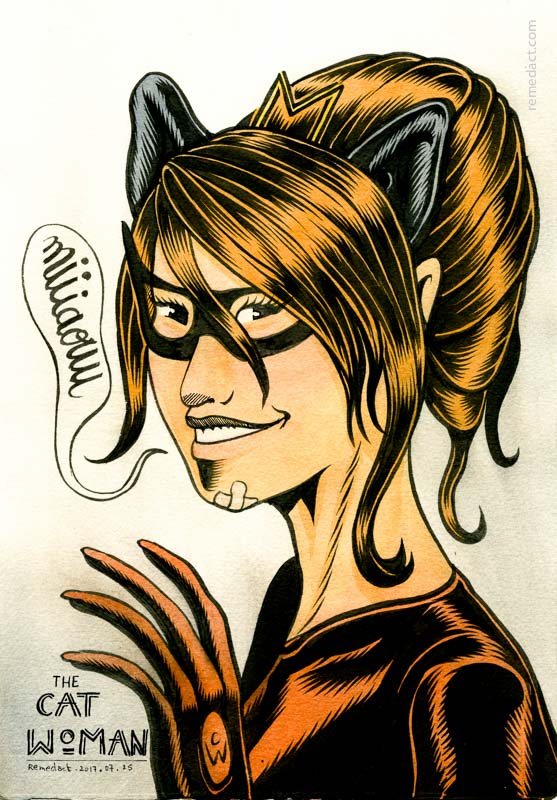 Cat woman in red suit