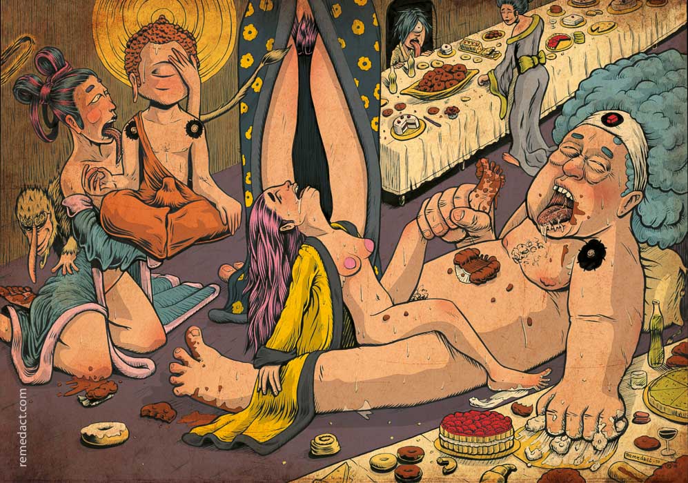 Orgie sexuelle et alimentaire entre yakuza et geishas