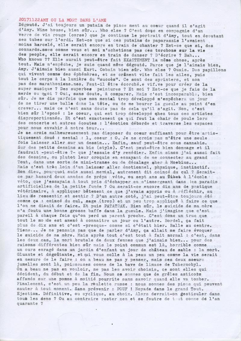 Amy ou la mort dans l&rsquo;âme