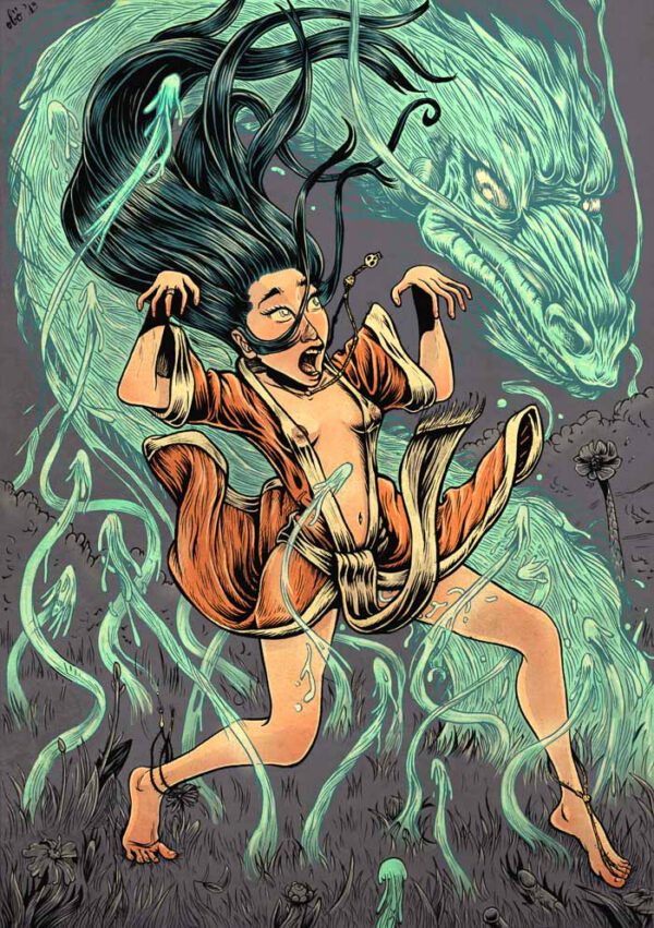 Dragon du vent et psychopompe (tarot)