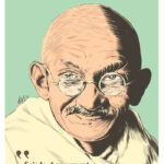 Illustration couleur du portrait de Mohandas Karamchand Gandhi