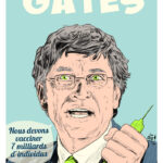 Portrait de l'illustration de Bill Gates en couleur avec citation