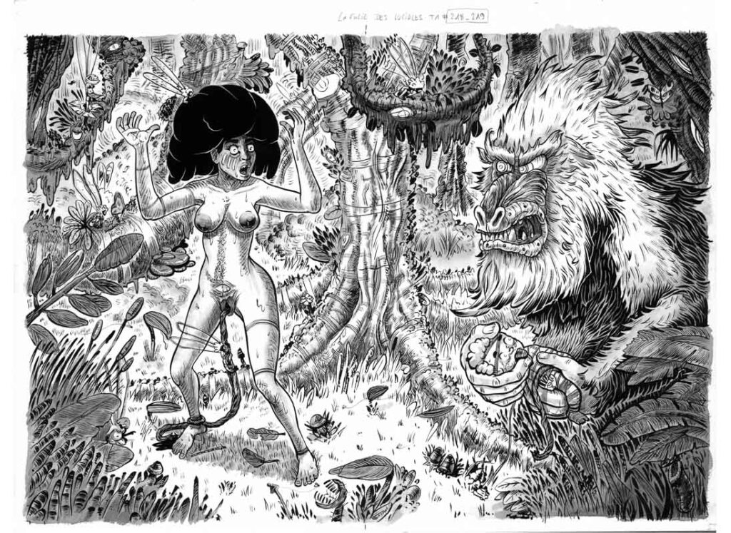 Melle K et le Mandril blanc au bébé