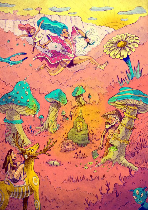 Geisha et champignons